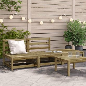 Berkfield Home Garden Sofa Armless with Footstool Impregnated Wood Pine in Brown