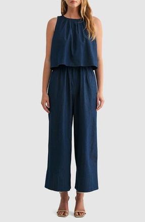 Mila Mae Sleeveless Popover Denim Jumpsuit in Dark Denim at Nordstrom Rack, Size Medium