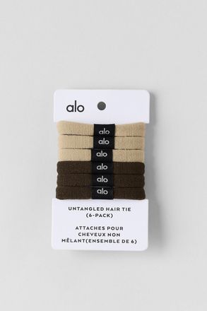 Alo | Untangled Hair Tie (6-Pack) in Beige/Espresso