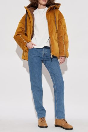 Khrisjoy Velvet Down Jacket With Hood, Womens, Orange