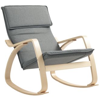 HOMCOM Comfortable Relax Rocking Chair With High Back - Grey | TJ Hughes