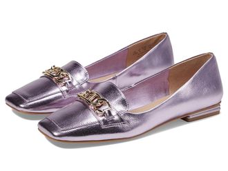 Franco Sarto Tiari Slip-On Square Toe Loafers Womens Flat Shoes Light Pink Metallic : 6.5 M, Textile