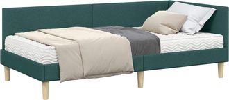 vidaXL Struttura Letto Angolare Con Materasso Altro 2 Pz Verde Tessuto Vidaxl