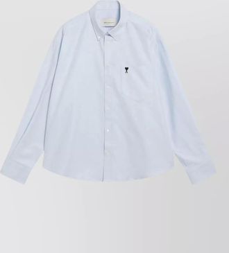 Ami cotton boxy oxford long-sleeve shirt