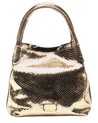 Frances Valentine Teeny Sweet Pea Metallic Snake-Embossed Leather Tote