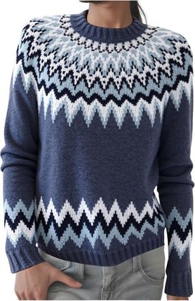 Generic Womens Jumpers Crew Neck Long Sleeve Knit Sweater Colorblock Knitwear Ladies Soft Icelandic Sweaters Soft Comfortable Nordic Cosy Warm Crew Neck Autum