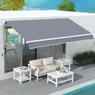 OUTSUNNY Garden Sun Shade Canopy Retractable Awning in Grey