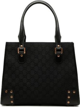 Gucci Pre-owned Canvas Tote - Dames - Vintage Handtas - Zwart - ONE Size - Leer - Vintage