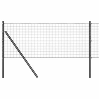 Berkfield Home Welded Wire Fence with 13 Posts Grey 0.5x50 m Steel
