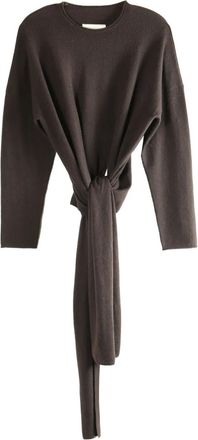 Uma Wang x 1436 tie-detail sweater - women - Cashmere - L - Brown