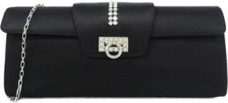 Ferragamo Pre-owned Satin Shoulder Bag - Dames - Vintage Schoudertas - Zwart - ONE Size - Satijn - Vintage