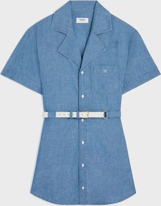 Celine Abito chemisier mini in denim di cotone