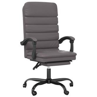 vidaXL Silla De Oficina Reclinable Masaje Cuero Sint&eacute;tico Gris Vidaxl