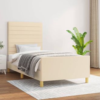 vidaXL Estructura De Cama Sin Colch&oacute;n Tela Crema 90x200 Cm Vidaxl