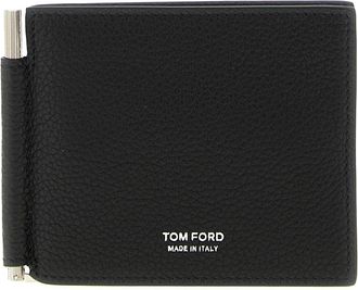 Tom Ford Hammered Leather Card Holder Portafogli Nero-Uomo