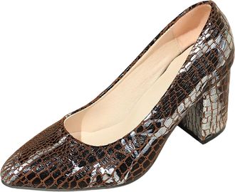 Generic Brown Womens Fashion Heels with Round Toe and Thick Heel Easy On Style for Everyday Use and Comfortable Walking