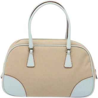 Prada Pre-owned Handbags, female, Beige, Size: ONE SIZE Pre-owned Canvas Handbag