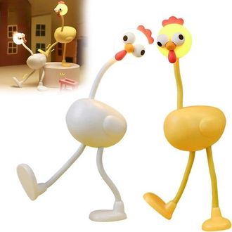 OEM 2 L&aacute;mparas De Noche Infantiles Con Dise&ntilde;o De Pollito, 3 Niveles De Intensidad Regulables, Funciona Con Pilas Usb, Amarillo Y Blanco
