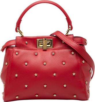 Fendi Pre-owned Fendi XS Crystal Star Studded Peekaboo Iconic Satchel 8BN309 A5P4 198 8007