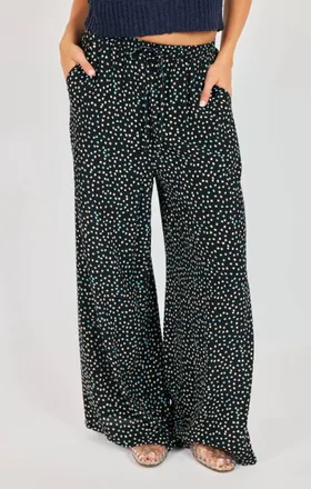 Sadie & Sage New Romance Wide Leg Polka Dot Drawstring Pants In Blue