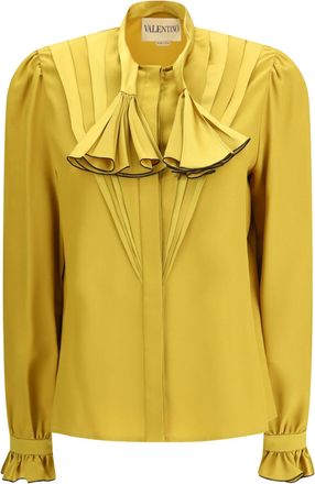 Valentino Silk Ruffle Pleated Blouse