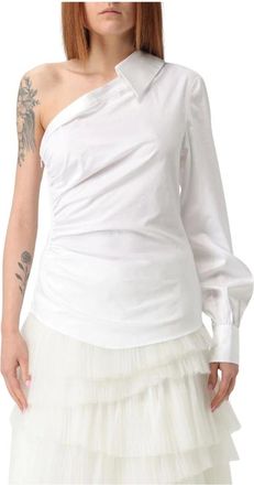 Karl Lagerfeld Overhemden, Dames, Wit, M, Een schoudertop met lange mouwen effen patroon