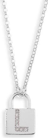 Meshmerise Diamond Padlock Initial Pendant Necklace - 0.12ct. in White-L at Nordstrom Rack