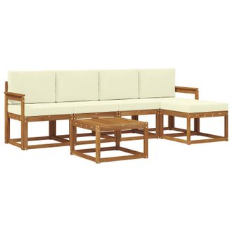 vidaXL Conjunto De Sof&aacute;s De Exterior Con Coj&iacute;n 6 Pcs Natural Y Crema Vidaxl