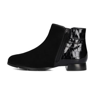 Hassia Zwarte Su&egrave;de Enkellaarsjes Madeira - Dames - Enkellaarsjes - Zwart - 38 1/2 EU - Su&egrave;de - Schoenen
