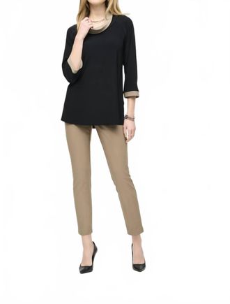 Joseph Ribkoff Cowl Neck Knit Top In Black/java