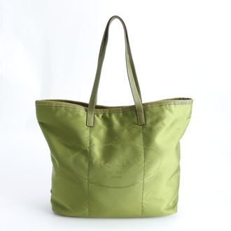 Prada Green Nylon Leather Handbag Shoulder Bag Tote Bag (Pre-Owned)