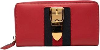 Gucci Pre-owned Sylvie Shearling Leather Long Wallet - Dames - Vintage Accessoires - Rood - ONE Size - Leer - Vintage
