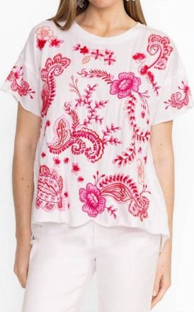 Johnny Was Cassia Raw Detail Swing Tee In White