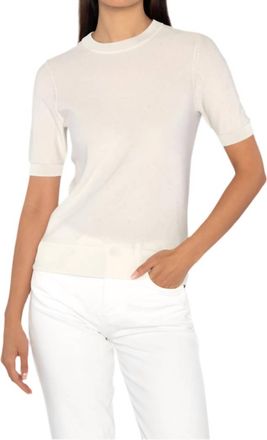 Kinross Cashmere Sequin Short Sleeve Crew Top In Ivory