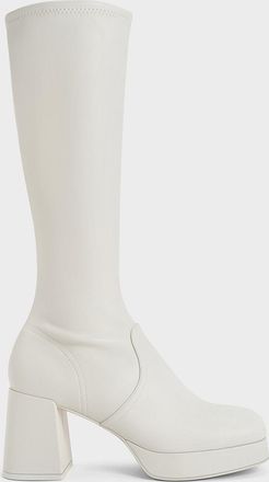 Charles & Keith Evie Platform Block-Heel Knee-High Boots