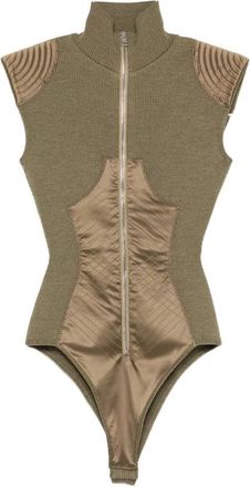 Jean Paul Gaultier Geribbelde Bodysuit met Hoge Hals - Dames - Bodies - Groen - M - Tops