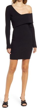 Bebe Asymmetrical Off the Shoulder Sweater Dress in Black at Nordstrom Rack, Size Small