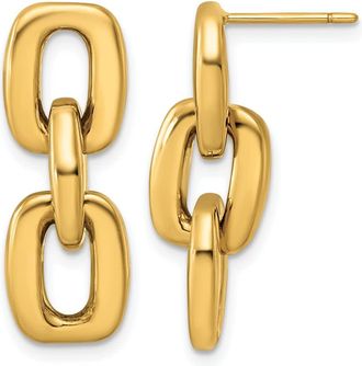 Diamond2Deal 14K Yellow Gold Polished Square Link Chain Dangle Earrings