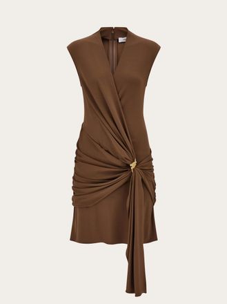 Ferragamo Women Viscose mini dress with gathered waist Beige