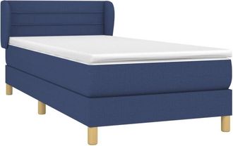 vidaXL Cama Box Spring Con Colch&oacute;n Tela Azul 100x200 Cm Vidaxl