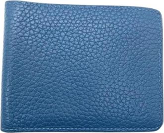 Louis Vuitton Pre-owned Taurillon Bi-fold Portemonnee - unisex - Vintage Accessoires - Blauw - ONE Size - Leer - Vintage