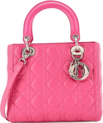 Dior Borsa a tracolla Lady Dior media in pelle di agnello trapuntata con motivo Cannage - Rosa