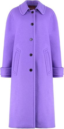 Gucci Cashmere Wollen Jas Compact - Dames - Mantel - Paars - XS - Wol - Jassen
