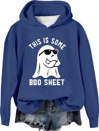 Generic Halloween Sweatshirt for Women Clothing Witchy Seasonal Party T Shirts UK Hoodies Men Pumpkin Classic Fit Shirt with Candy Corn Womens Jumper Spooky F