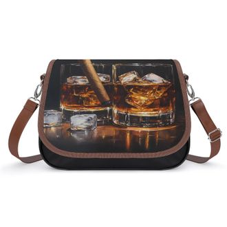 Generic Cigar Whiskey Wine Crossbody Bags for Women Fashion Leather Shoulder Handbags With Adjustable Strap