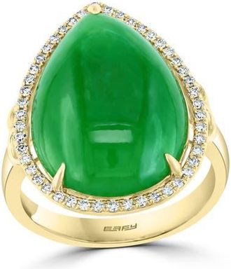 Effy 14K Yellow Gold Large Pear Jade & Diamond Ring in 14K Gold at Nordstrom, Size 7