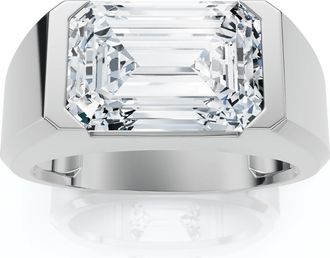 Pompeii3 Certified 4Ct Mens Gabriel Emerald Diamond Ring 10k Gold Lab Grown