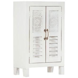 vidaXL Aparador Madera Maciza De Acacia Blanco 55x30x90 Cm Vidaxl