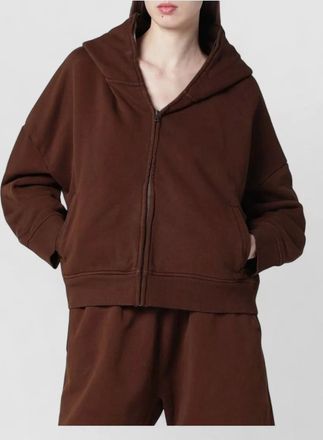 Entire studios cotton zip hooded sweatshirt ribbed cuffs