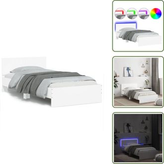 vidaXL The Living Store Giroletto con Testiera e LED Bianco 100x200 cm - Luci LED